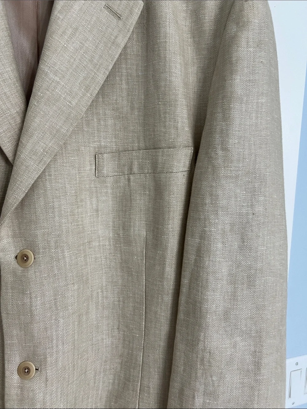 Classic Beige Linen Blazer Martin Gordon  - Linen  Three-Button Sport 100%
